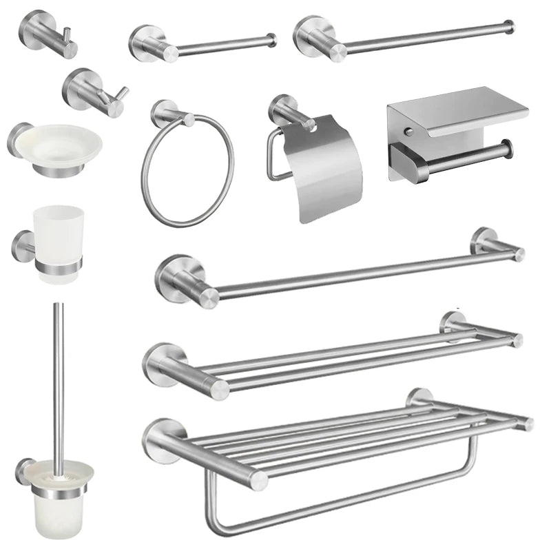 accessoires salle bain moderne porte savon porte serviettes ensembles quincaillerie brossé minimaliste argente blanc