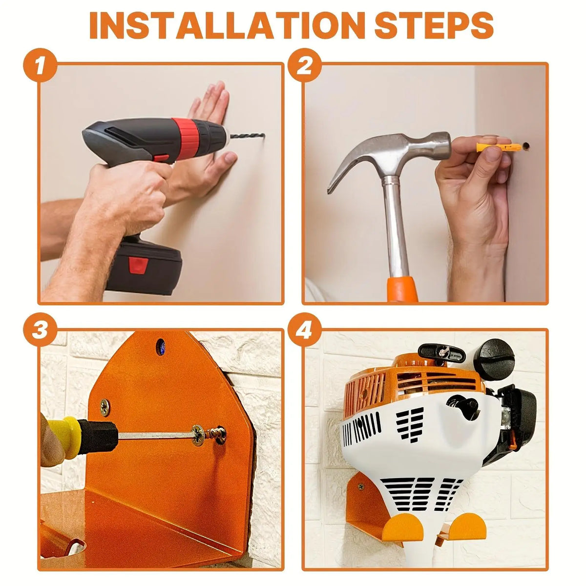 support mural outil jardin coupe bordures orange vif fixations vis inclusoutil électrique outils manuels