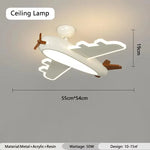 lampe suspendue avion forme moderne enfant blanche brun chaînes led salon chambre