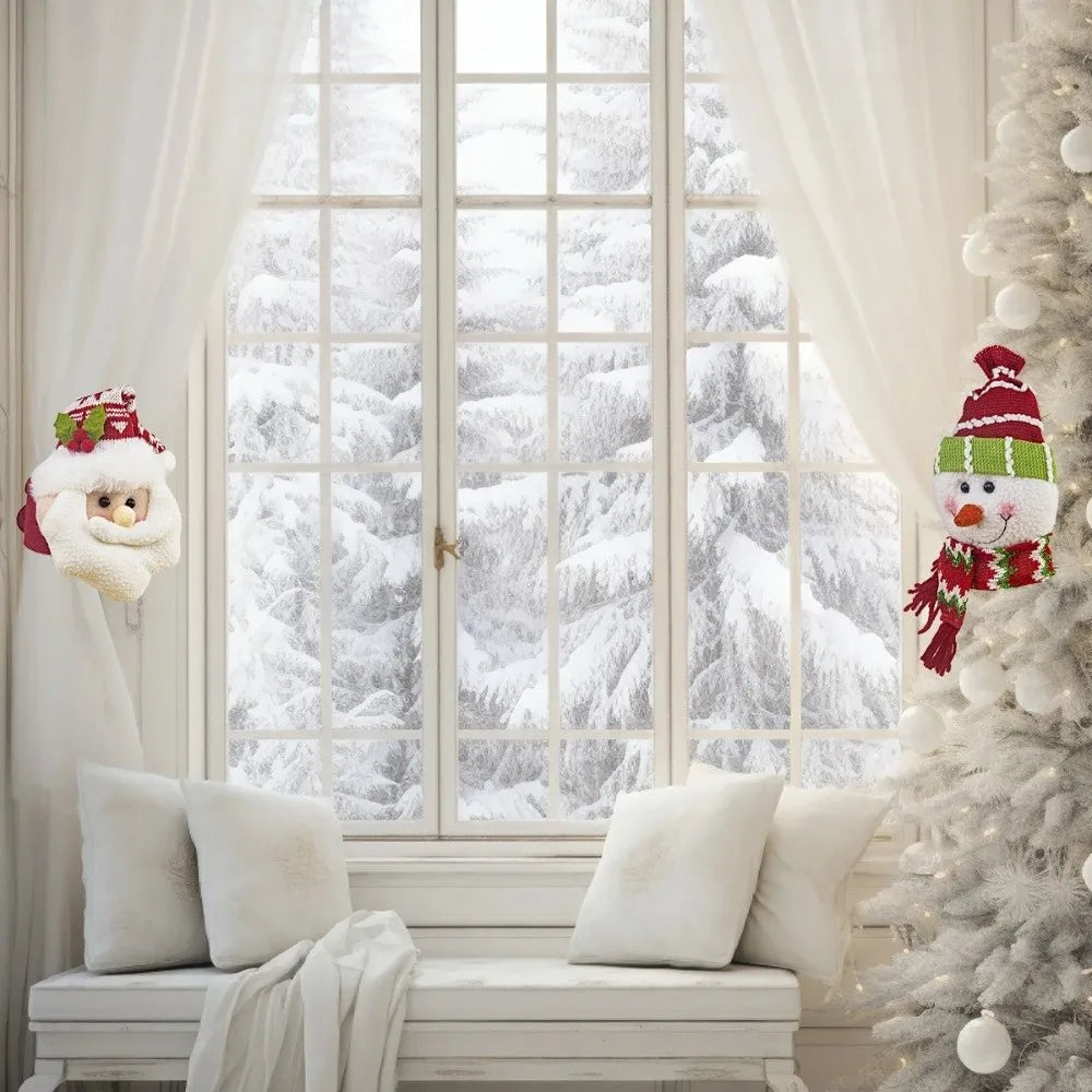 porte cordons fenêtre noël blanc rouge vert décoration père noël bonhomme neige adhésifs festive