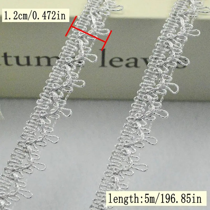 ruban métallique tressé or argent noir classique 1.2cm 0.5cm 0.8cm 5mètres couture artisanat diy
