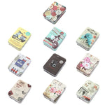 boîtes métalliques multicolores motifs vintage réutilisables rangement accessoires cosmétiques élastiques moderne respectueux environnement
