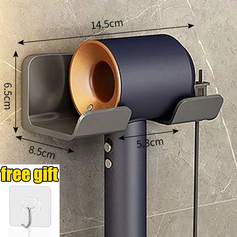 support mural adhésif sèche cheveux brosse rasoir cosmétique salle bain noir
