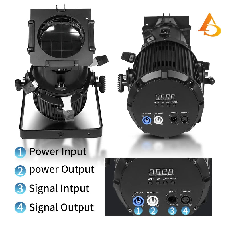 projecteur led 200w noir moderne dmx spot scène dj certification fccRGBO