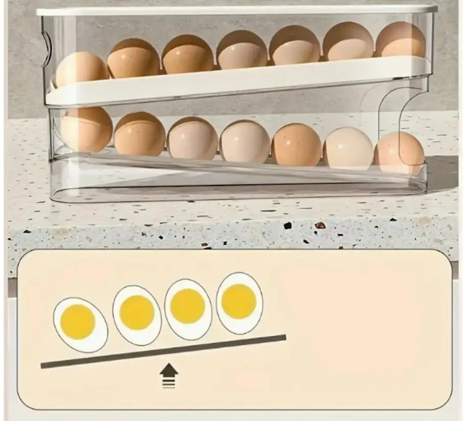 organisateur d'oeufs transparent moderne boîte oeufs plastique rangement réfrigérateur double couche auto distributeur