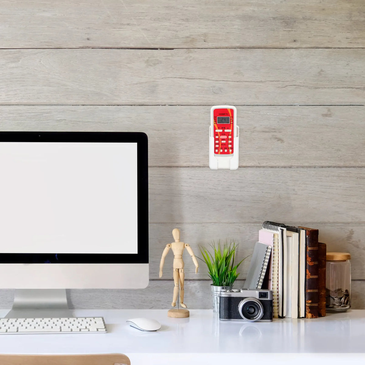 porte télécommande mural auto adhésif pièces blanc moderne minimaliste anti poussière