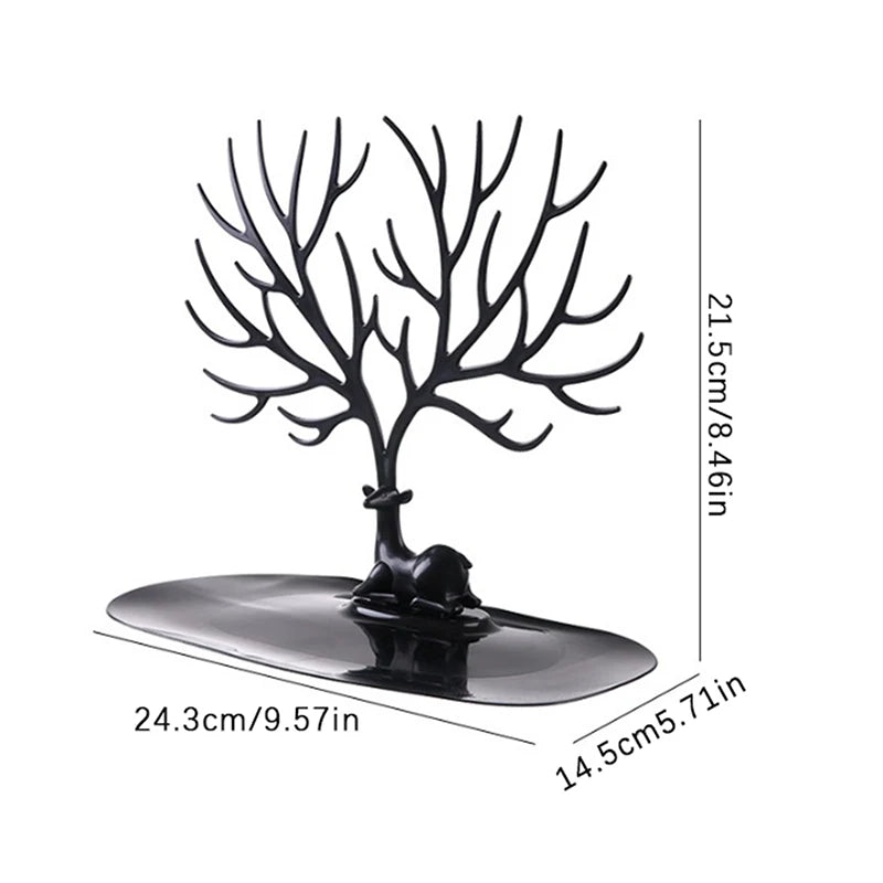présentoir bijoux arbre moderne noir blanc branches stylisées rangement colliers boucles d'oreilles cosmétiquesDecorationBureau