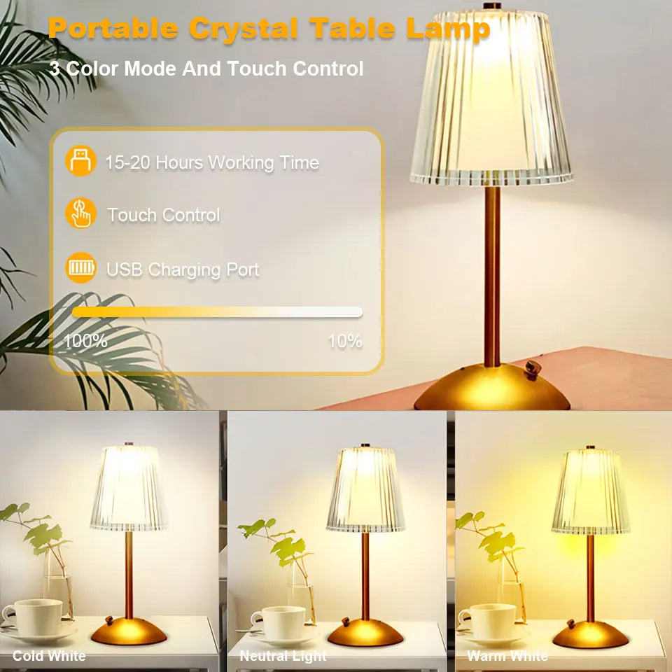 Lampe de chevet tactile LED noire avec gradation