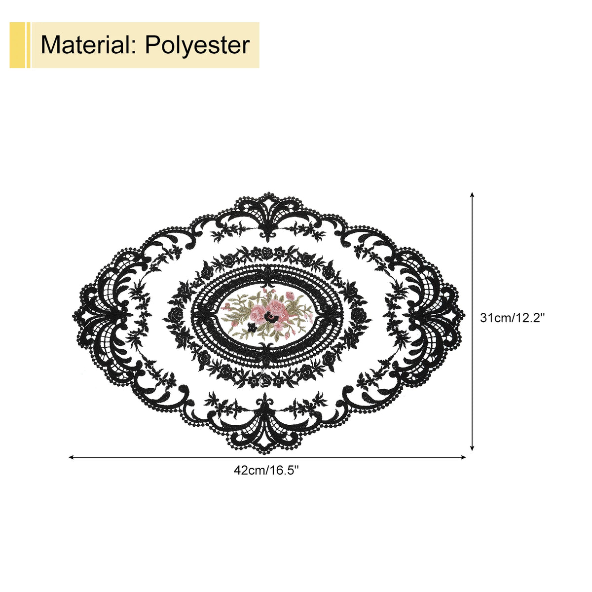 serviettes table vintage noires broderie florale dentelle réutilisables maison mariage