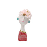 vase decoratif moderne buste feminin motif geometrique texturé fleurs artificielles blanc rouge