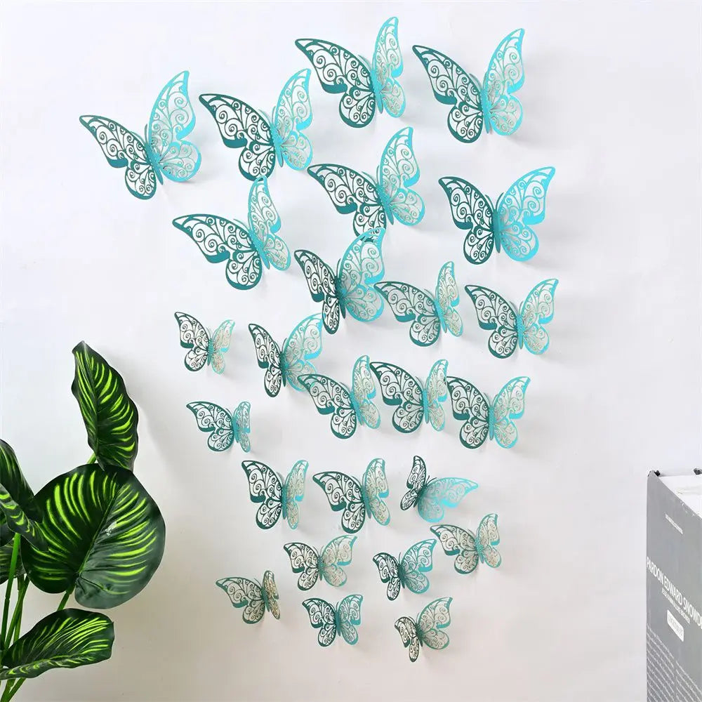 papillons décoratifs transparents artisanal adhésif jaune gris bleu vert rose violet doré rouge blanc