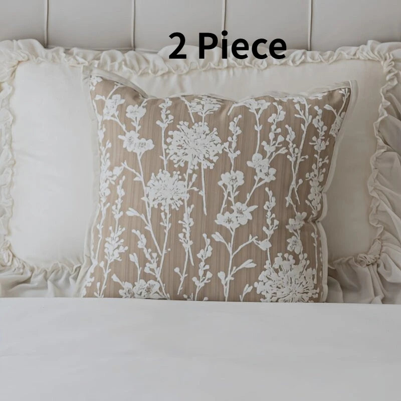 couvre lit jacquard motif floral beige classique décoration maison ornements textiles fixations
