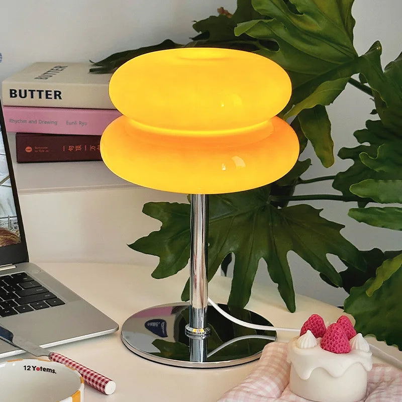 lampe table moderne jaune brillante chambre coucher veilleuse 6w 10w led opaque