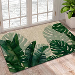 tapis tropical feuilles vert moderne naturel salon entrée imperméable polyester