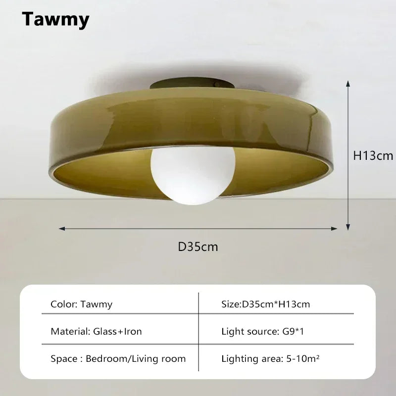 lampe moderne blanc vert jaune marron rond translucide adhésif ampoule G9 5W 25cm