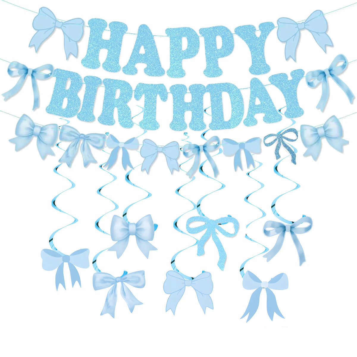guirlande fête happy birthday rubans nœuds lettres décorative anniversaire rose clair festive