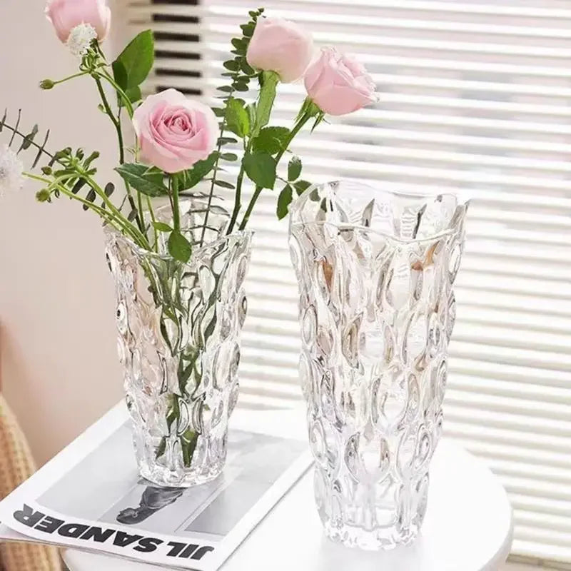 vases décoratifs transparents gravés modernes pots plantes intérieur 24cm 29cm