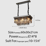 suspension lumineuse moderne cristaux noir doré led élégante tringle chambre salon
