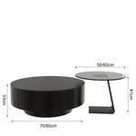 table basse moderne bois noir plateau amovible tiroir 70cm large 50cm profonde