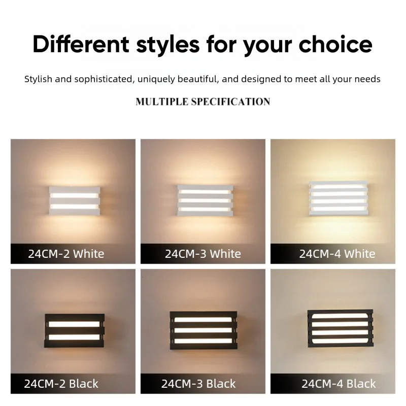 appliques murales modernes led ip65 étanches noir blanc vis aluminiumextérieur balcon couloir