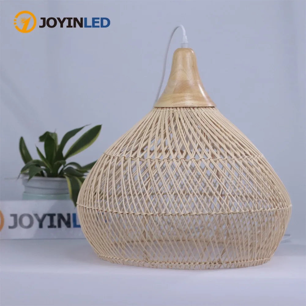 lampe suspendue rotin tressé naturel moderne rustique câble blanc salon chambre manger