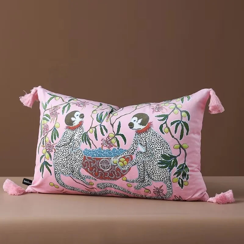 housse coussin motif floral oiseaux traditionnel orange rouge décorative maison canapé chaise voiture adhésif