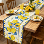 chemin table citron abeille été blanc jaune bleu décoratif rustique table maison noël halloween