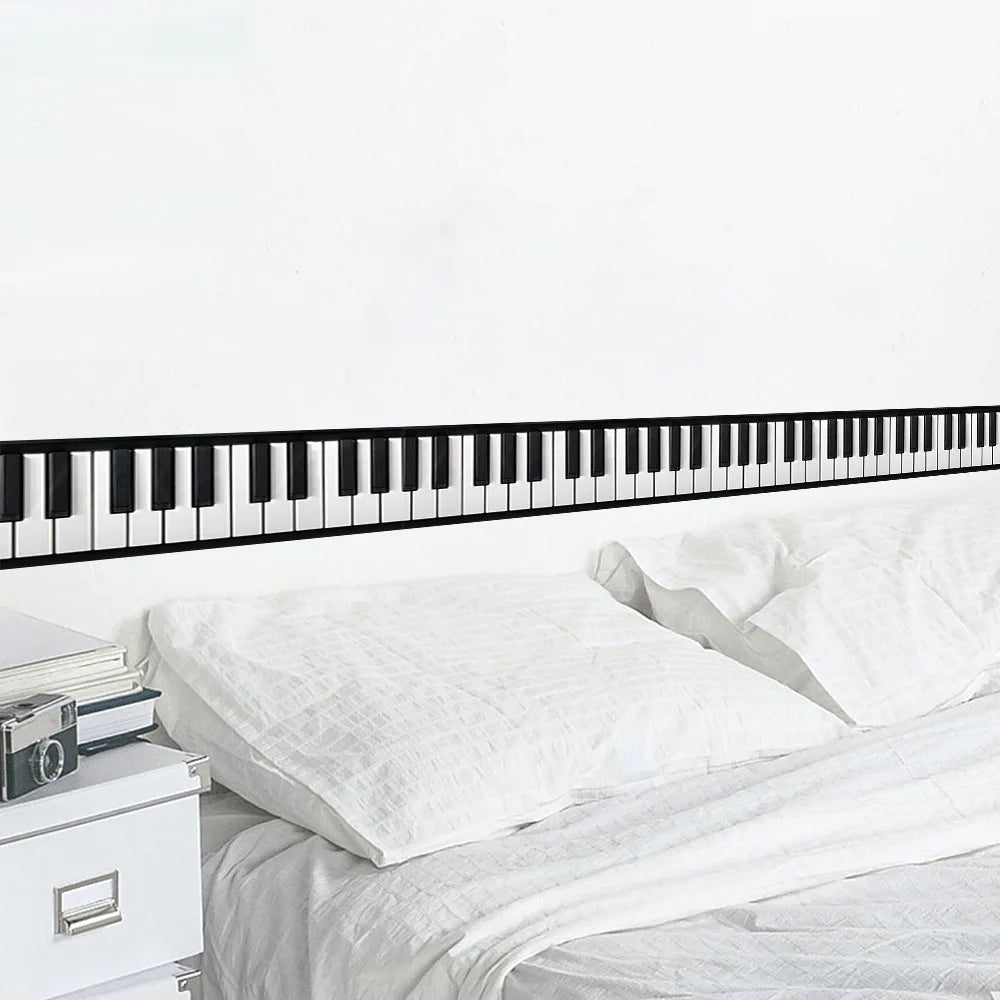 tapis noir blanc clavier piano adhésif maison moderne décoration chambre enfant musique