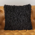 coussins polyester solides modernes noir gris beige violet blanc opaques texture frisée fixés