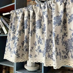 rideau fleuri vintage polyester beige bleu salon chambre