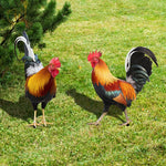 décoration jardin coq rouge orange plumes rustique extérieur résistant intempéries