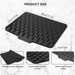 tapis séchage vaisselle silicone noir rayures diagonales moderne assainissement facile comptoir évier refroidisseur