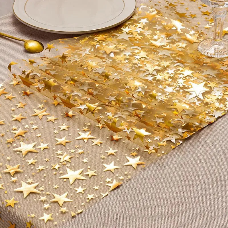 nappe décorative or étoiles transparente mariage festif moderne élégante occasion événement festive
