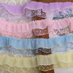 ruban plissé bleu rose jaune rayures dentelle vintage large 5cm polyester nylon occasion partie