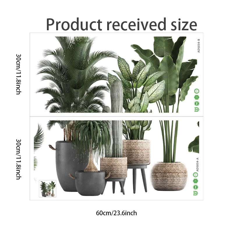 sticker mural plante verte pot naturel minimaliste deco chambre salon pieces