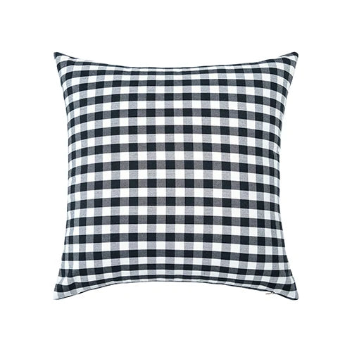 housse coussin noir blanc carreaux rayures moderne 30x50cm 45x45cm fixe décoration intérieur