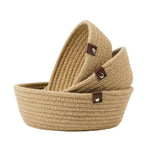 paniers rangement tressés gris clair motif cordelet rustique ensemble trois tailles différentes