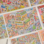 sticker 3d grande taille scène urbaine personnages bâtiments voiture illustration colorée enfants jouet