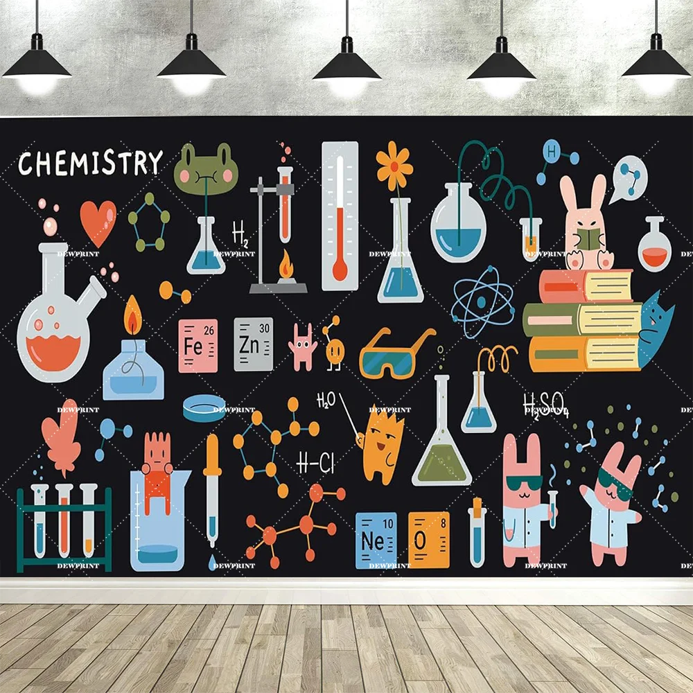 toile fond scientifique illustrations mathématiques chimie géométrie physique noire polyester grande taille