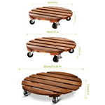 plateforme mobile plante roues verrouillables bois rustique 35cm diamètre 30cm 25cm