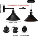 lampe murale industrielle noire réglable vintage E27 flux lumineux étude chambre salon