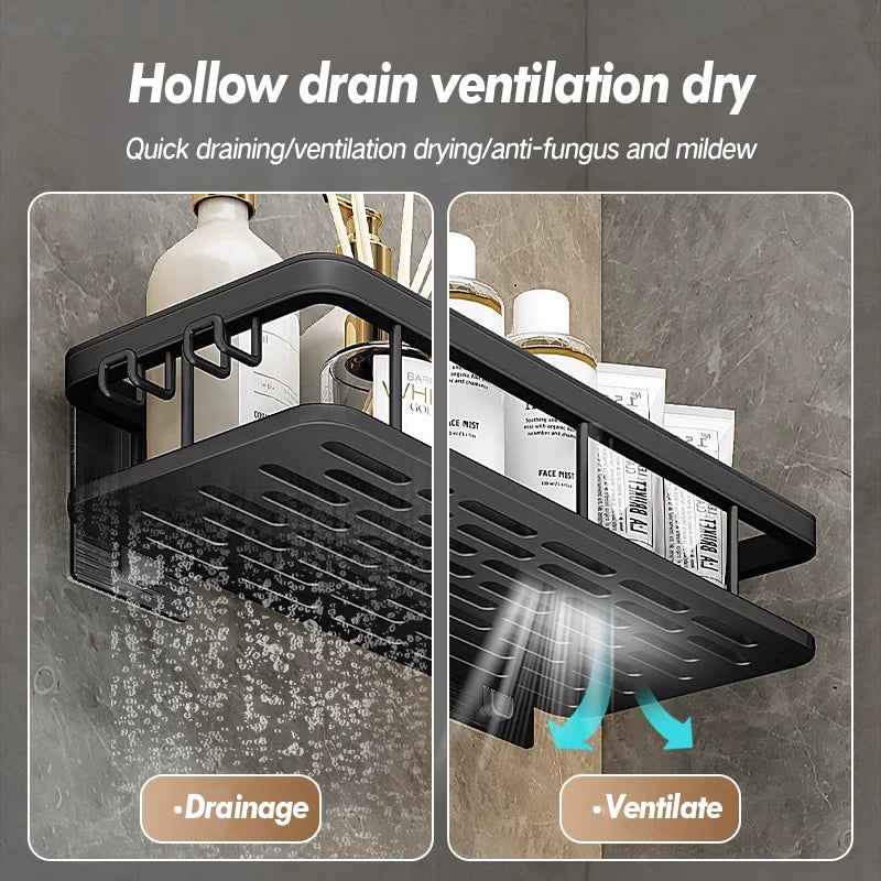 étagère murale contemporaine noire mat ventilée fixations vis imperméable double niveau