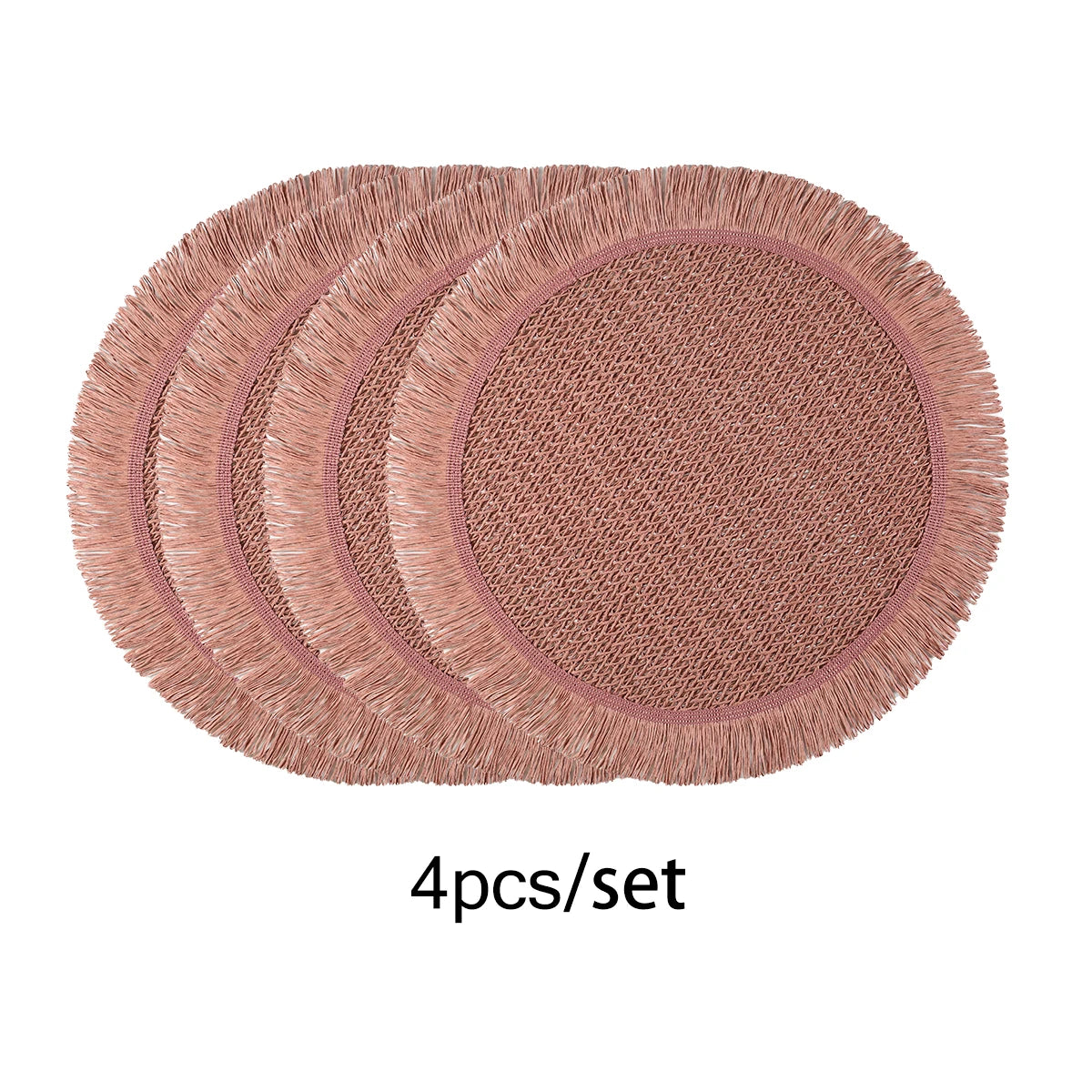 Napperon rond en papier tissé de couleur beige avec motif pastoral