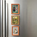 cadre magnétique bois orange motif animaux paysages artistique décoration mur