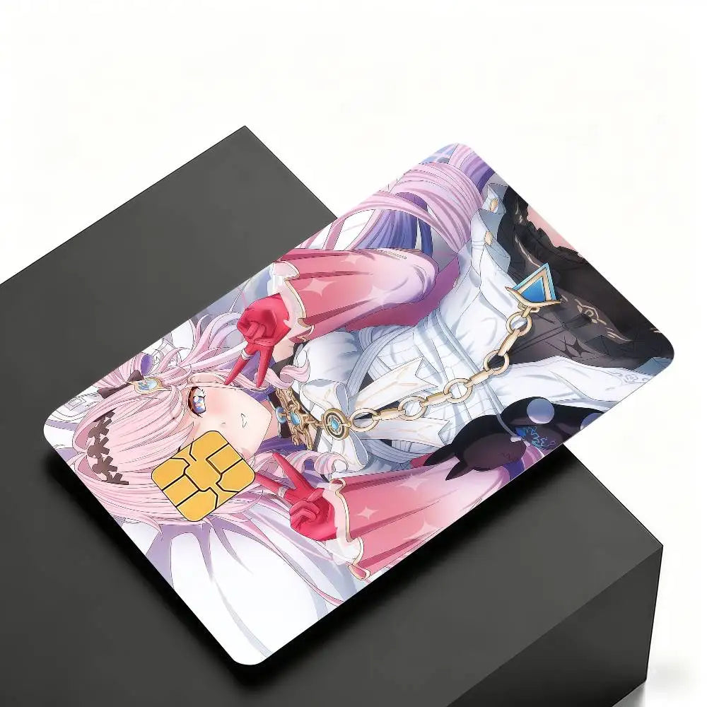 cartes crédit personnalisées anime fille étoiles adhésif rose bleu noir protégées transporte bancaire debit