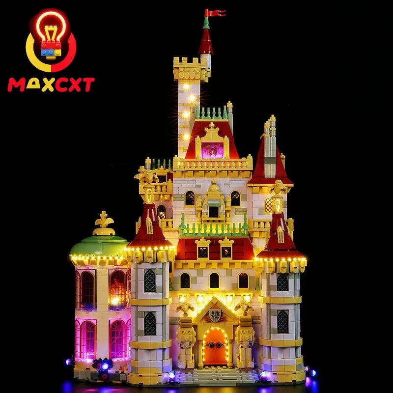 château construction lego disney lumiere led details architecturaux portes fenetres statues