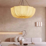 lampe suspendue moderne blanche chaîne métallique rayures horizontales 40 50 cm