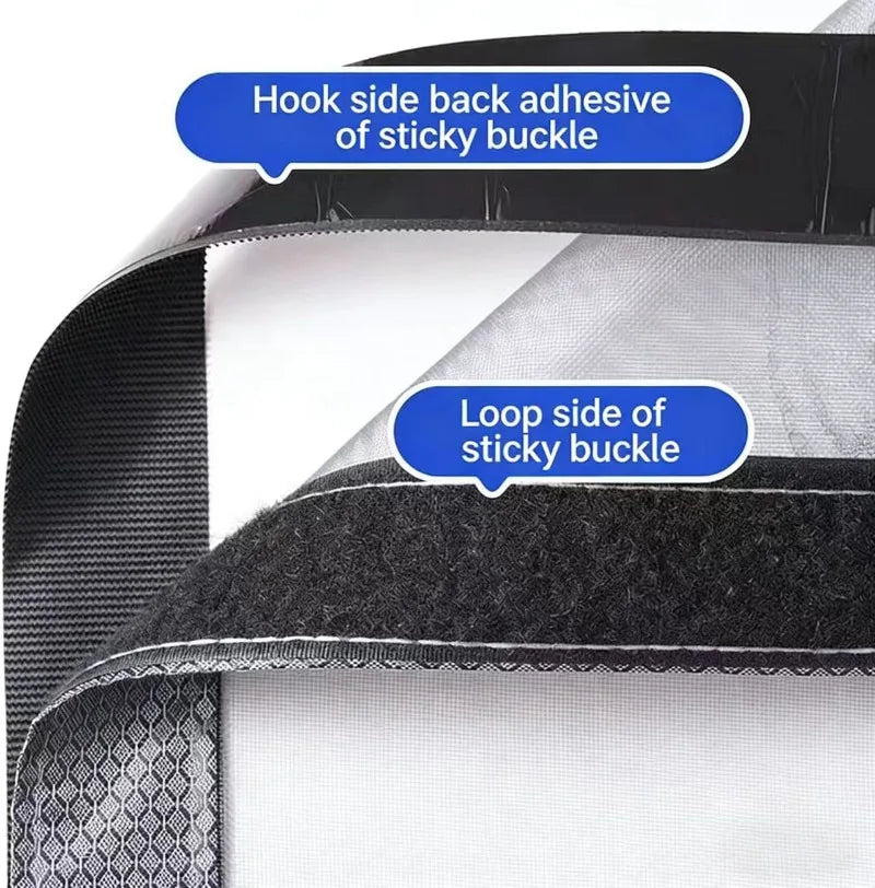 rideau porte adhésif auto agrippante maille fine fibre polyester moderne gris durable été