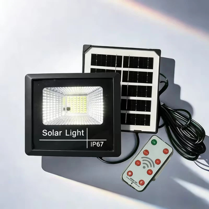 lampe solaire murale moderne noire bleu panneau photovoltaïque télécommande éclairage extérieur led 50w fixations