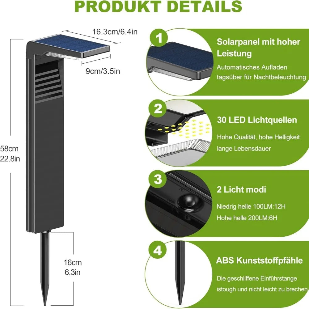 lampe solaire led jardin extérieur noir moderne modes lumineux piquet facileABS